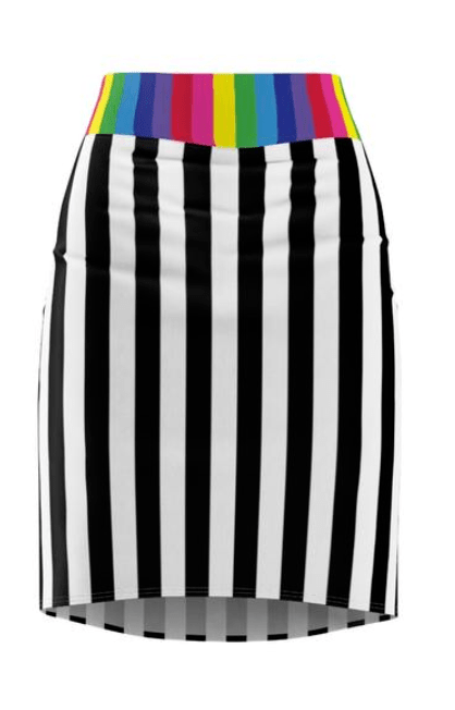 Black and White Striped Skirt